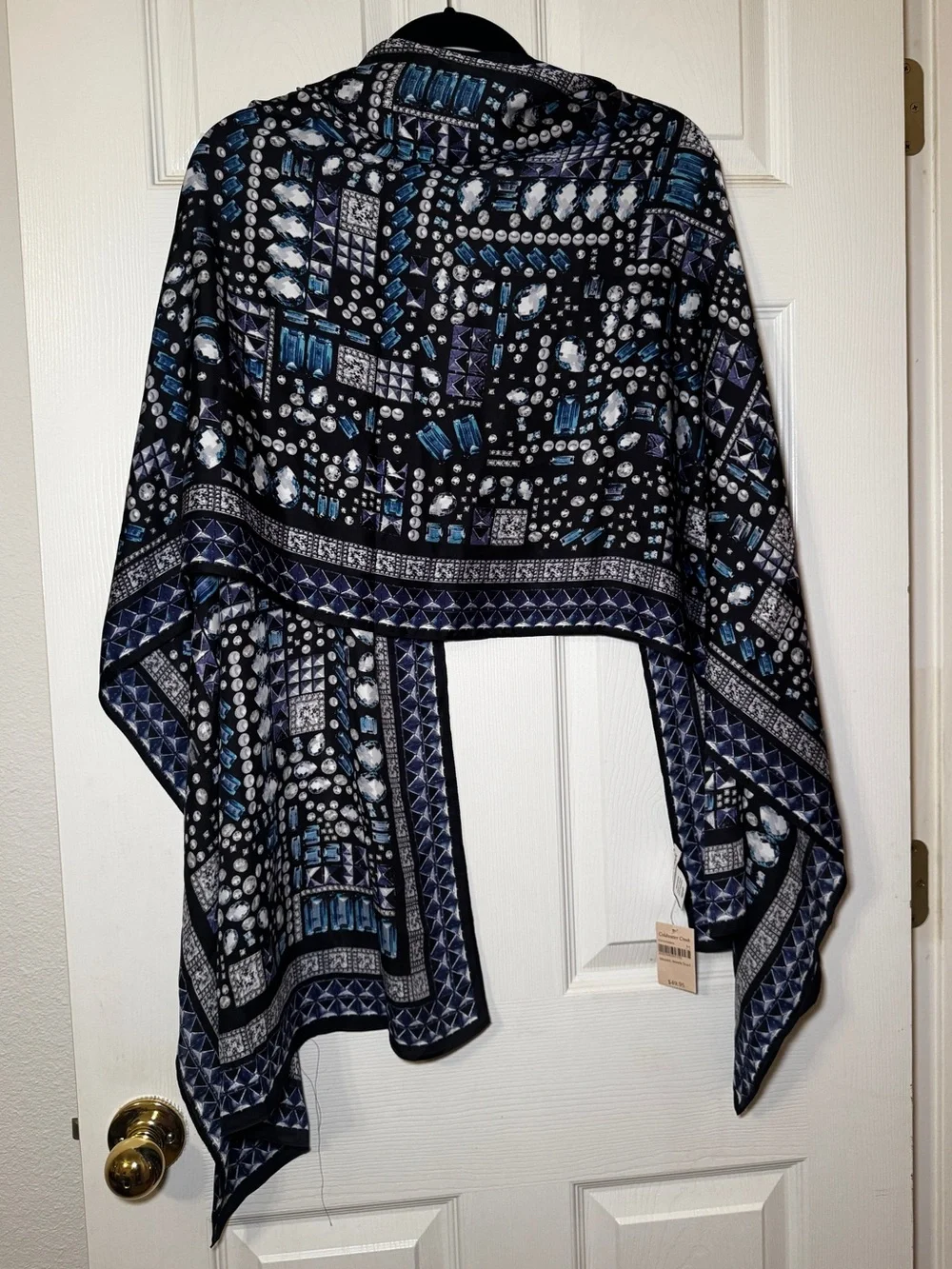 Coldwater Creek NWT Black and Blue Mosaic Jewels Scarf